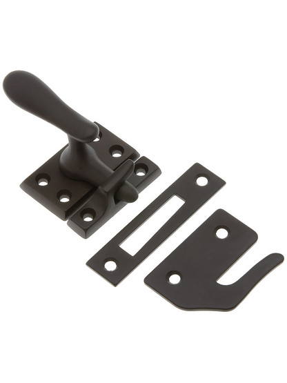 Large Solid Brass Casement Latch in Oil Rubbed Bronze.
